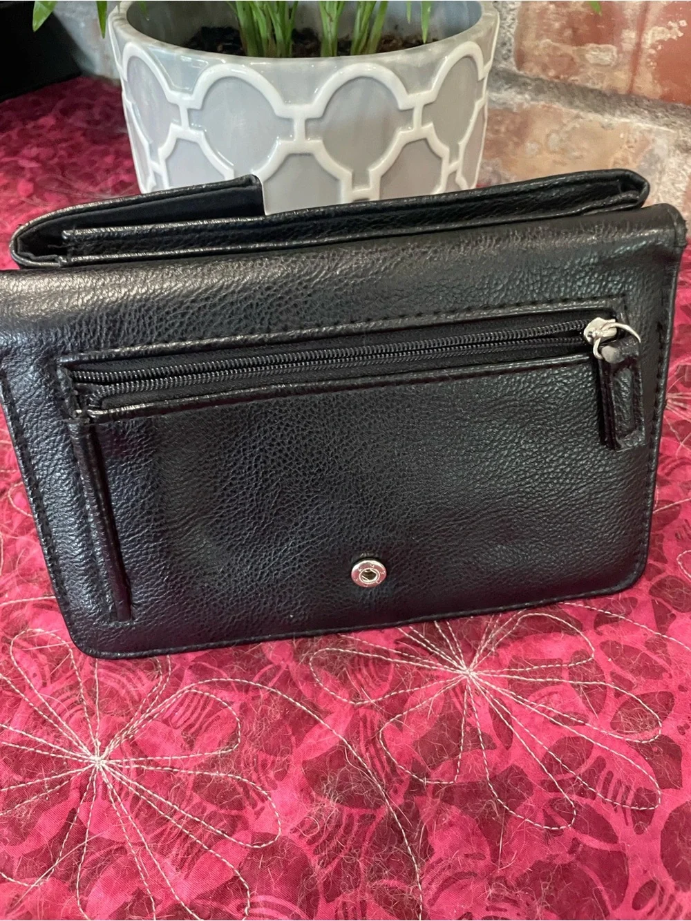 Black Leather Wristlet Phone Case - Unbranded